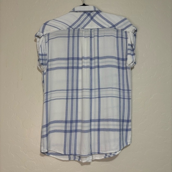 Rails Britt Button Down White & Sky Melange Short Sleeve Extra Soft Size XS - Picture 5 of 7